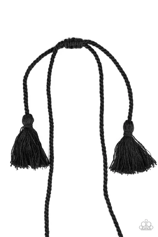 opal gemstone halo ring Paparazzi Necklace ~ Macrame Mantra - Black