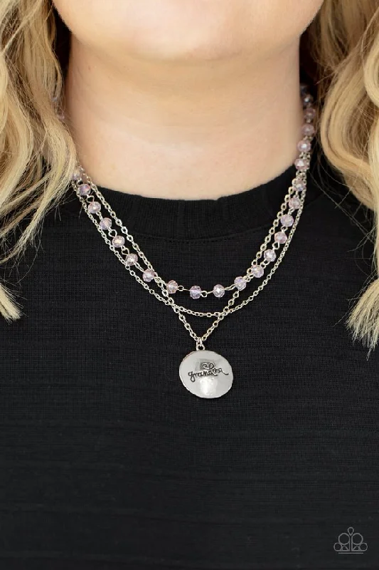 minimalist wedding band set Paparazzi Necklace ~ Promoted to Grandma - Pink