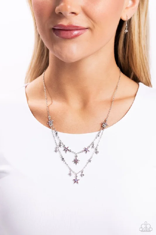 hammered sterling silver band Paparazzi Necklace ~ Raising the STAR - Purple