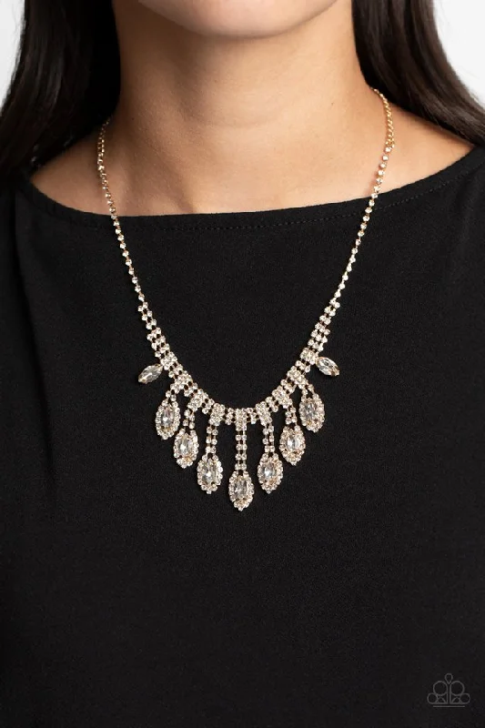 personalized initial ring stackable Paparazzi Necklace ~ REIGNING Romance - Gold