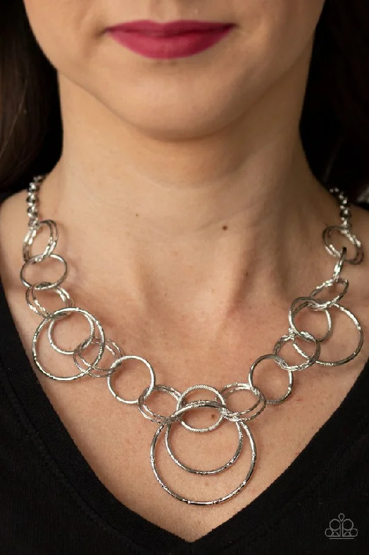 gemstone teardrop earrings Paparazzi Necklace ~ Ringing Relic - Silver