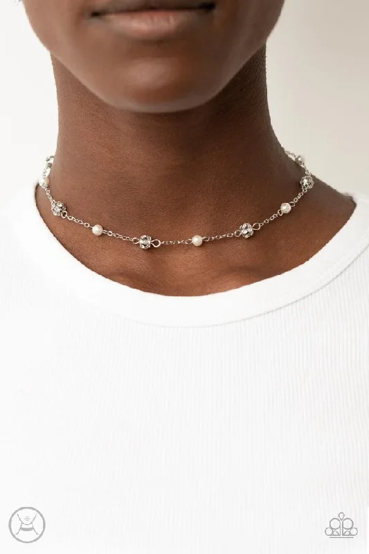 minimalist horseshoe necklace gold Paparazzi Necklace ~ Rumored Romance - White
