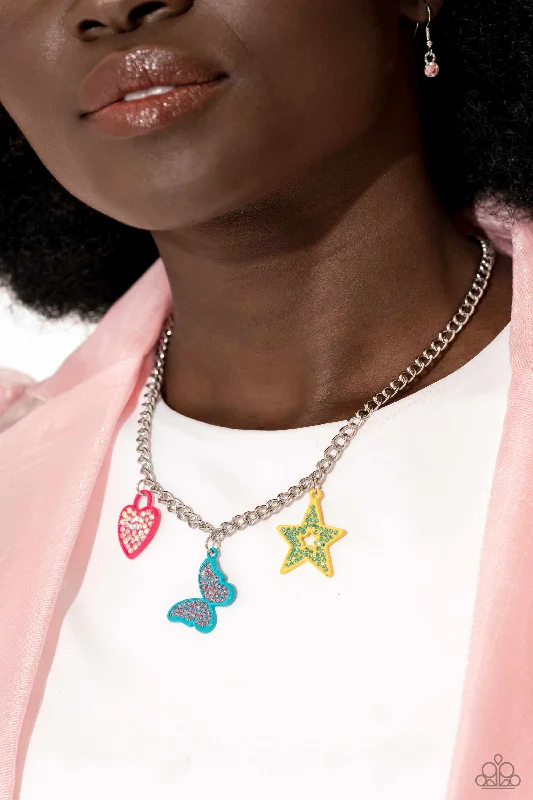 personalized hand-stamped bar ring Paparazzi Necklace ~ Sensational Shapes - Multi