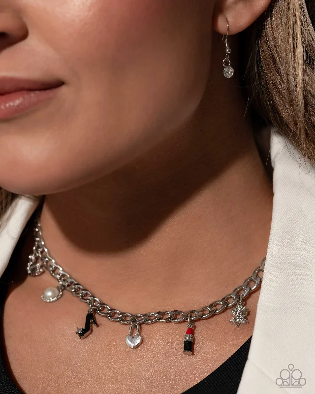 black diamond stud earrings Paparazzi Necklace ~ Shopaholic Slay - Red