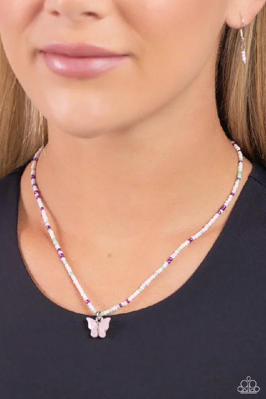 celestial galaxy planet earrings Paparazzi Necklace ~ Soaring Shell - Pink