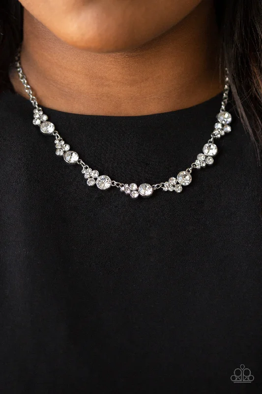 classic gemstone stud earrings Paparazzi Necklace ~ Social Luster - White