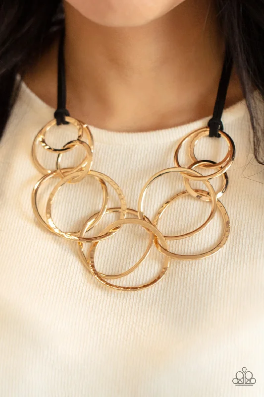 handmade antique silver bangle Paparazzi Necklace ~ Spiraling Out of COUTURE - Gold