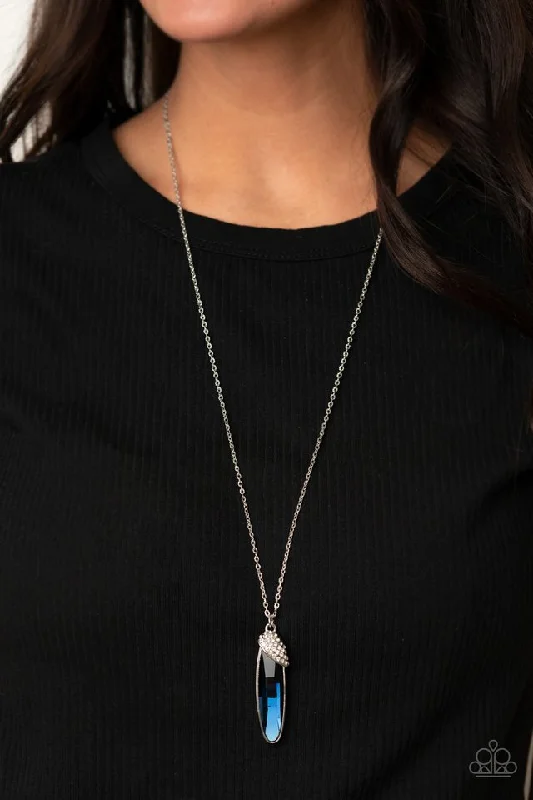 vintage diamond drop necklace Paparazzi Necklace ~ Spontaneous Sparkle - Blue