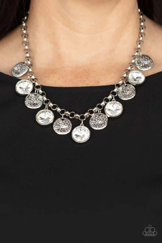 white topaz stacking rings Paparazzi Necklace ~ Spot On Sparkle - White
