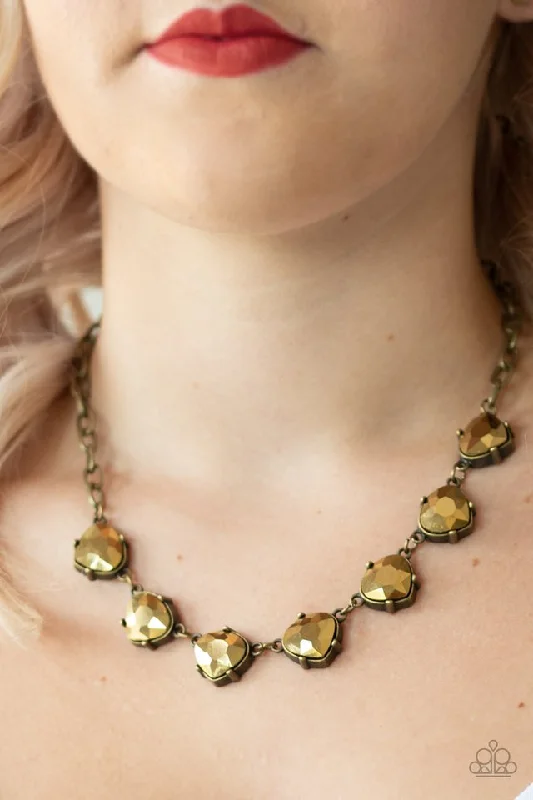 personalized gold bar necklace Paparazzi Necklace ~ Star Quality Sparkle - Brass