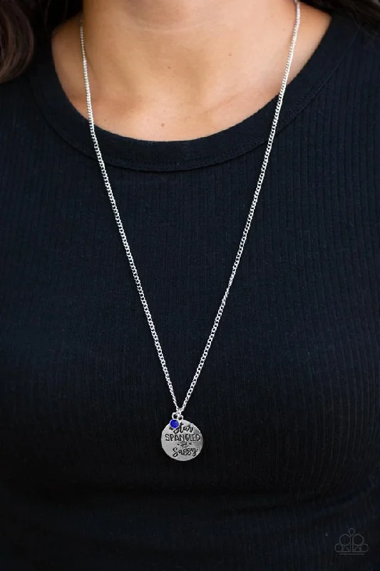 personalized engraved signet ring Paparazzi Necklace ~ Star-Spangled Sass - Blue