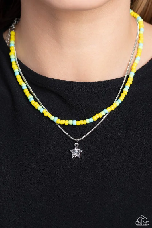minimalist stacking rings set Paparazzi Necklace ~ Starry Serendipity - Yellow