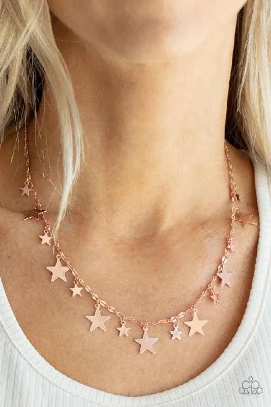 minimalist disc pendant necklace Paparazzi Necklace ~ Starry Shindig - Copper