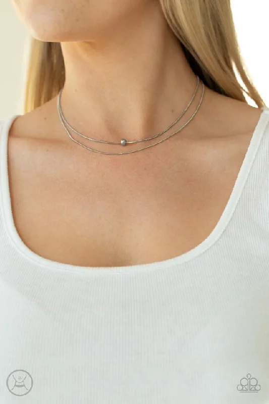 ruby and diamond engagement ring Paparazzi Necklace ~ Super Slim - Silver