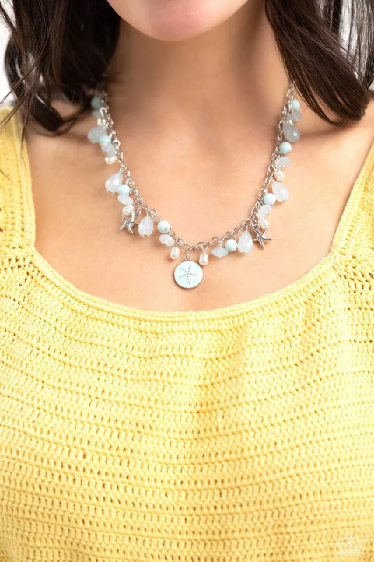 bohemian gemstone choker Paparazzi Necklace ~ Surfer Serenade - Blue