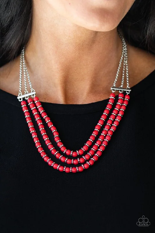 bohemian gemstone choker Paparazzi Necklace ~ Terra Trails - Red