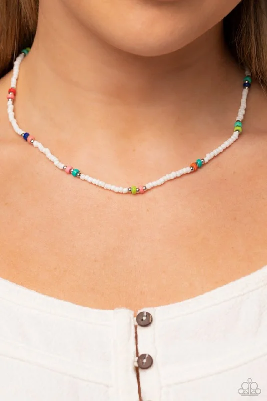 crystal-studded gold ring Paparazzi Necklace ~ Tis the SEA-SUN - White