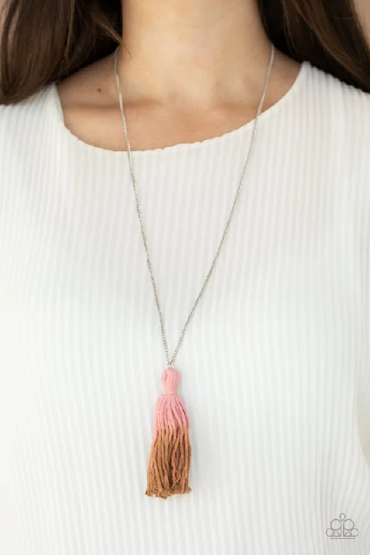 statement gemstone necklace handmade Paparazzi Necklace ~ Totally Tasseled - Pink