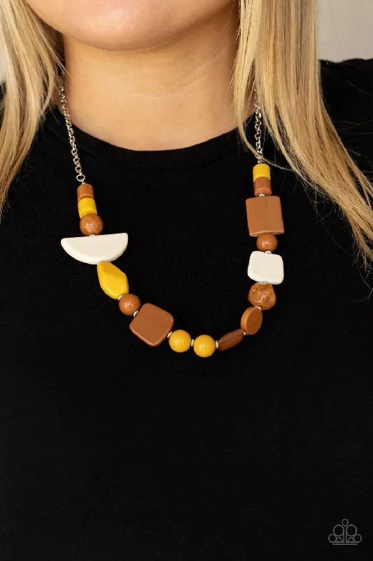modern hexagon stud earrings Paparazzi Necklace ~ Tranquil Trendsetter - Yellow