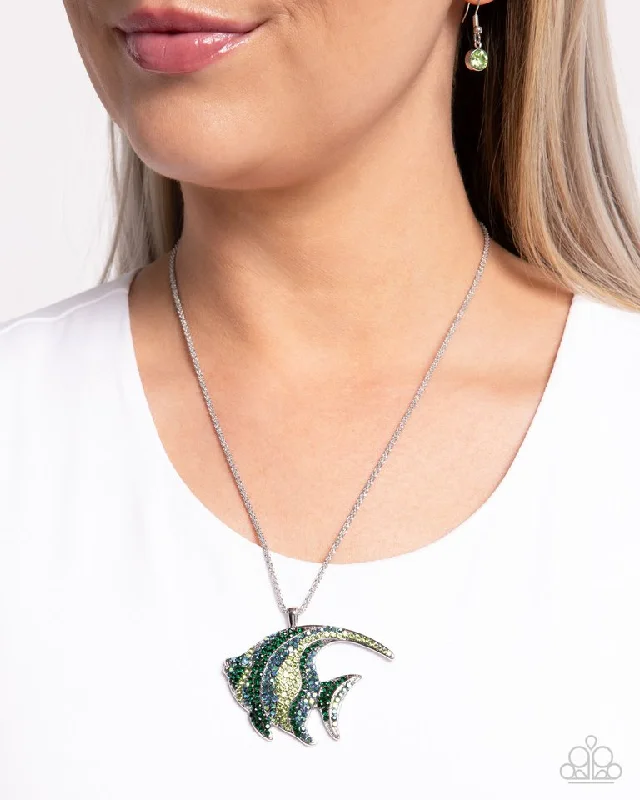 personalized initial ring stackable Paparazzi Necklace ~ Tropical Talent - Green