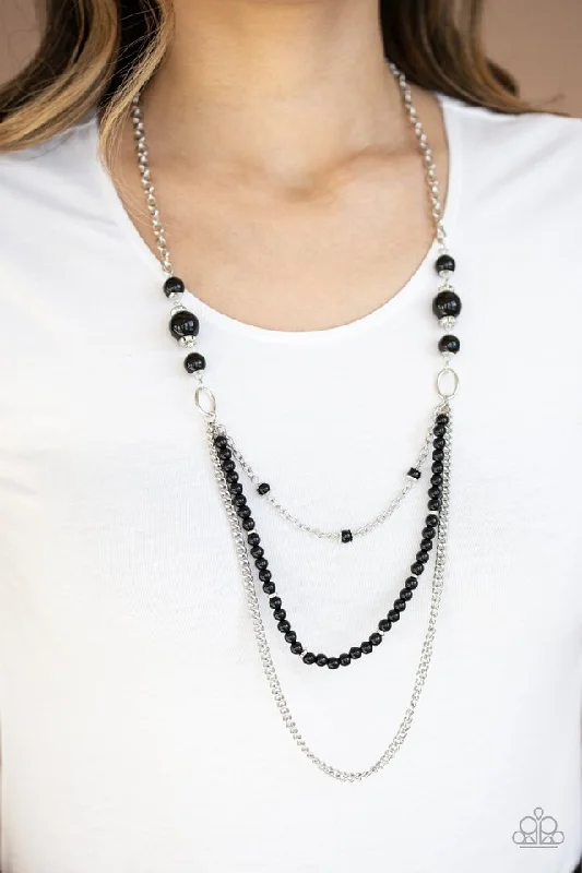 sleek black titanium ring Paparazzi Necklace ~ Very Vintage - Black