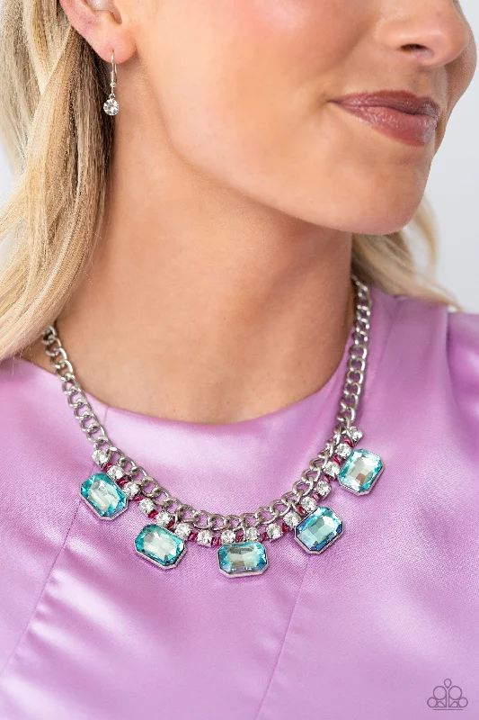 gold-plated figaro chain Paparazzi Necklace ~ WEAVING Wonder - Multi