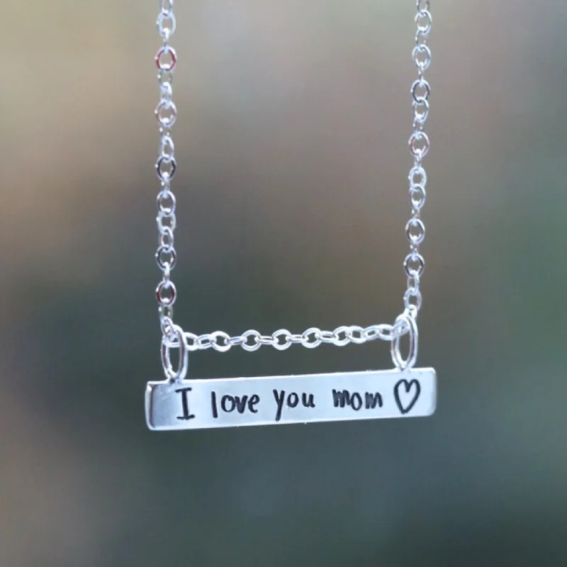 unique diamond eternity band Paper to Pendant: Custom Handwriting Bar Necklace