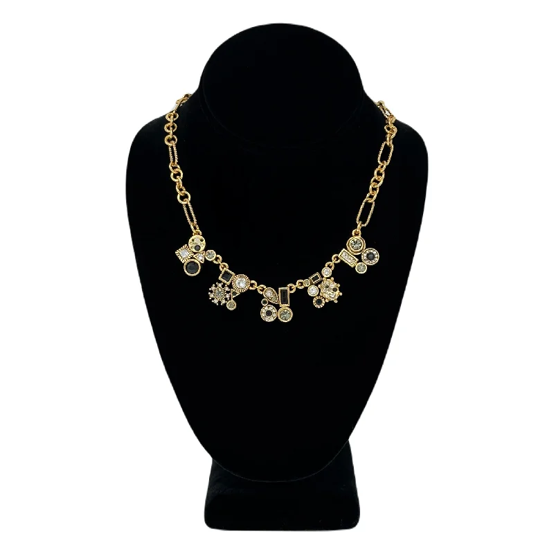 vintage-inspired moonstone necklace Patricia Locke Charmed Necklace in Gold Black & White vintage-inspired moonstone necklace Patricia Locke Charmed Necklace in Gold Black & White