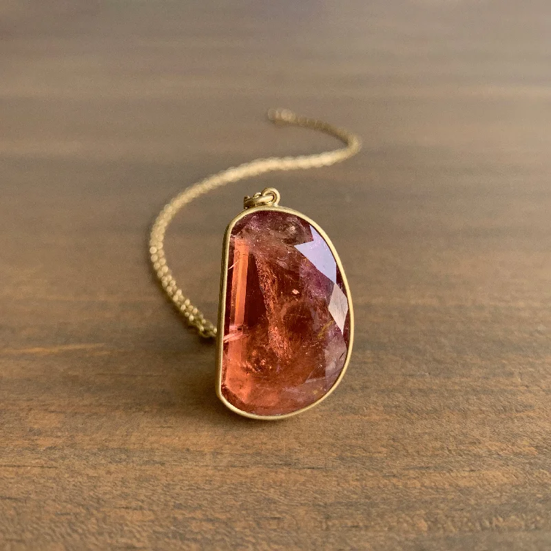 unique moon phase ring Peachy Pink Tourmaline Necklace