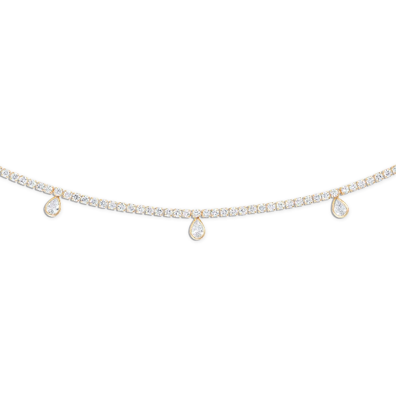 minimalist black diamond studs Pear Drop Tennis Necklace