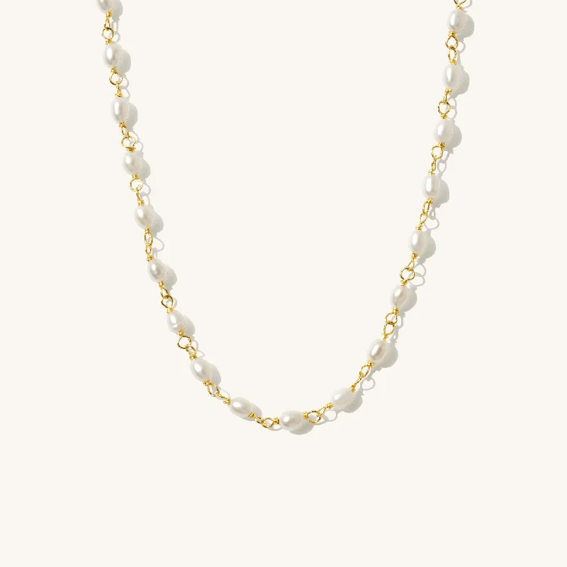 tiny opal stud earrings Pearl Chain Necklace