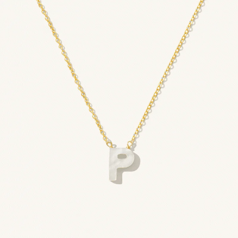 gold charm bracelet with initials Pearl Initial Necklace