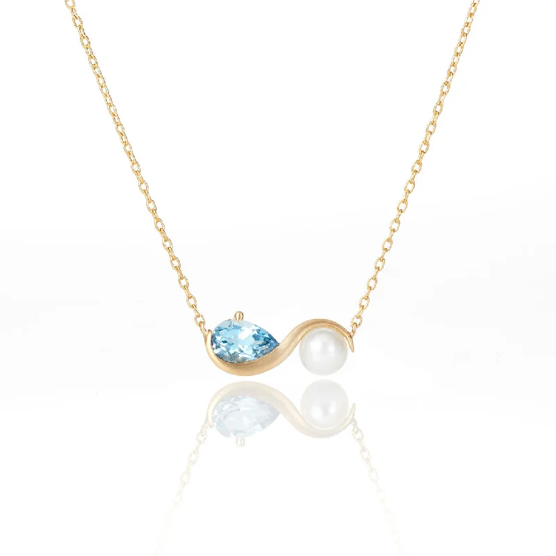 eternity ring for anniversary Pearl & London Blue Topaz necklace