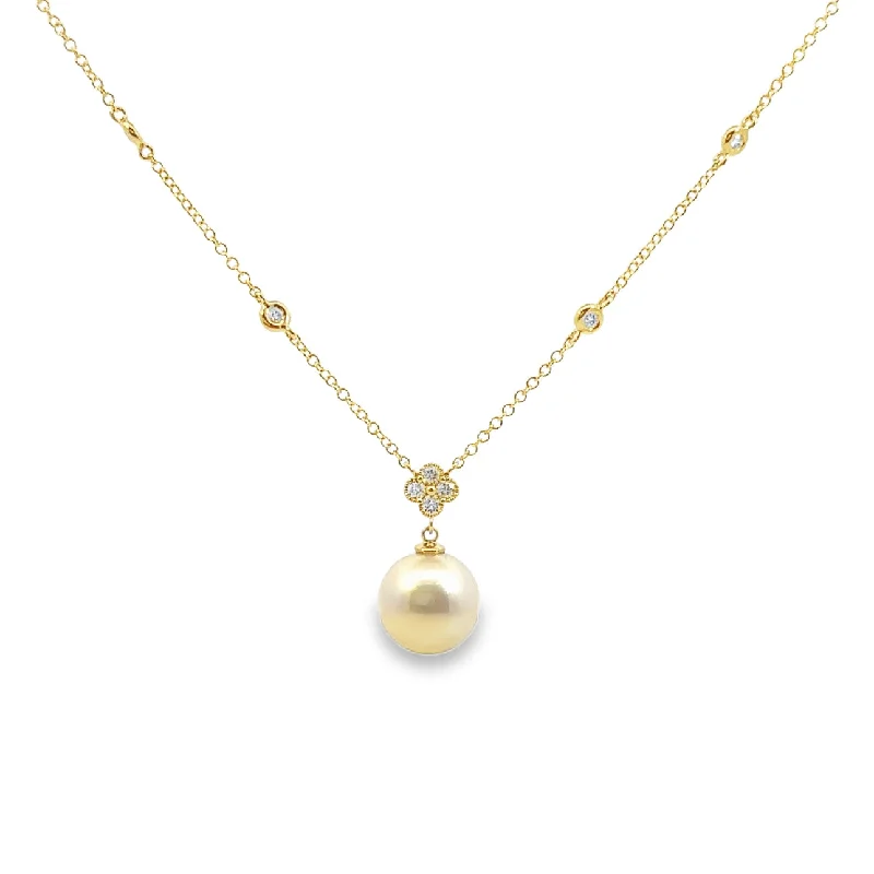 men’s tungsten wedding ring Yellow Gold Pearl Drop and Diamond Necklace
