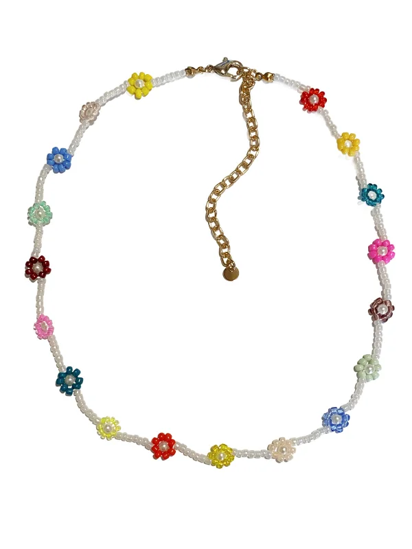 minimalist rose gold bracelet Pearly Daisy Beaded Choker Necklace