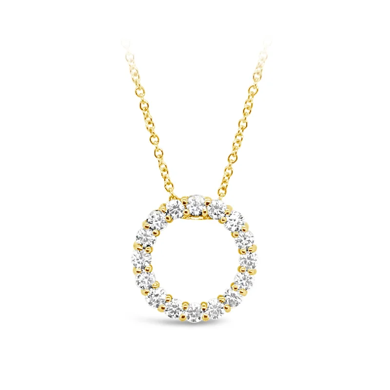 personalized coordinates ring custom Yellow Gold Diamond Circle Pendant