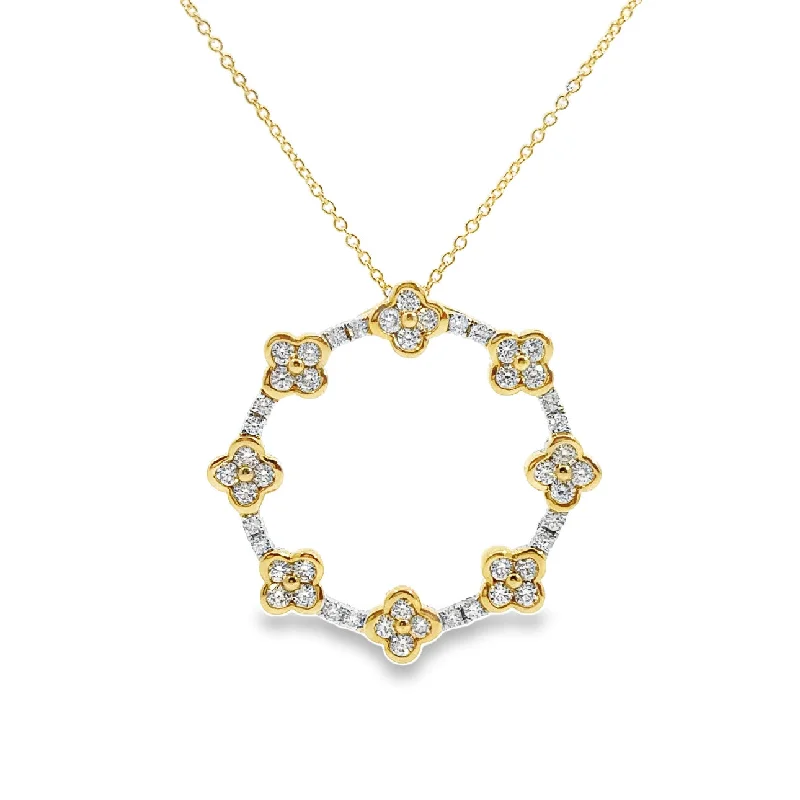 minimalist disc pendant necklace Yellow and White Gold Diamond Circle Pendant