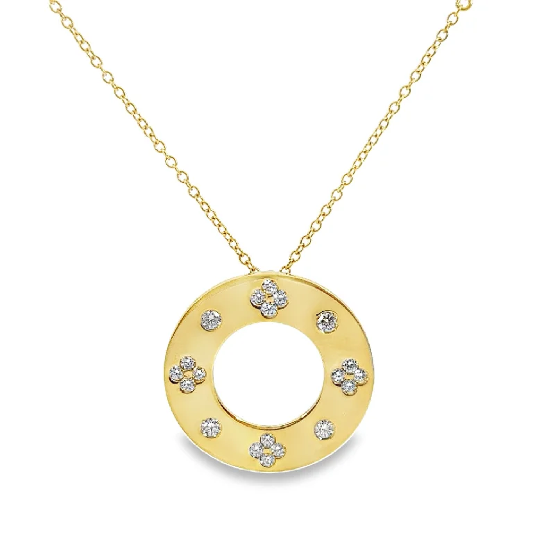 celestial orbit ring set Yellow Gold Diamond Circle Pendant