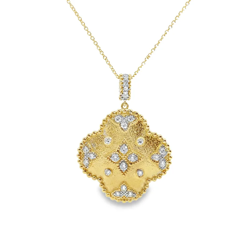 dainty lotus flower ring Yellow Gold Diamond Clover Pendant
