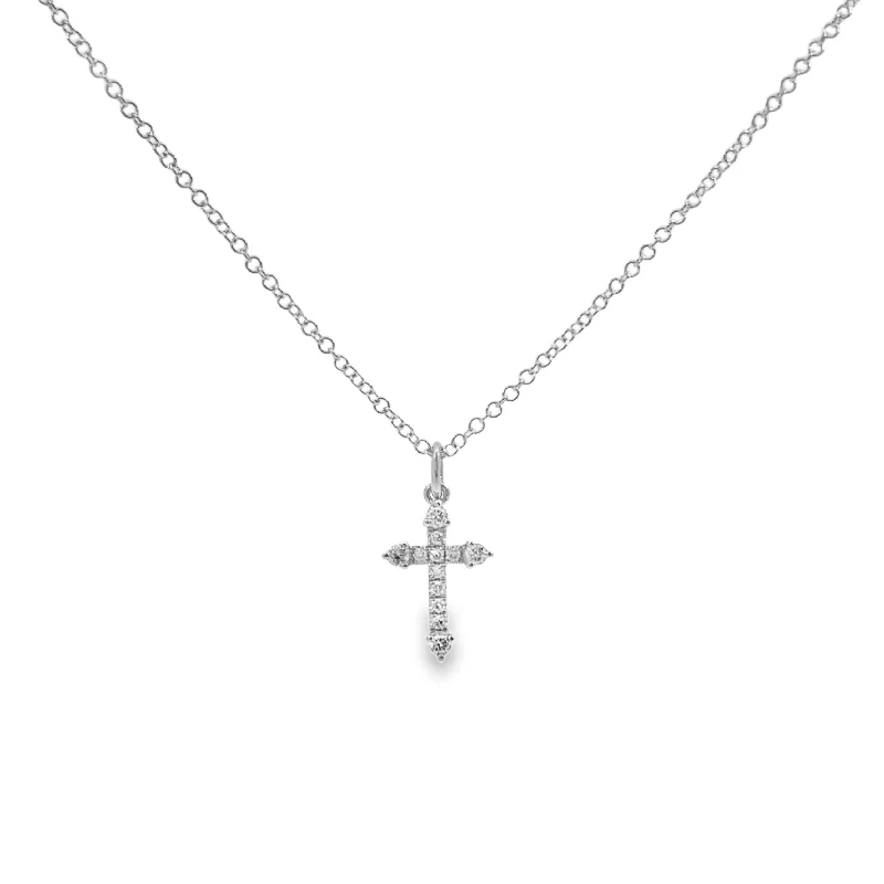 modern geometric earrings gold White Gold Diamond Cross Pendant