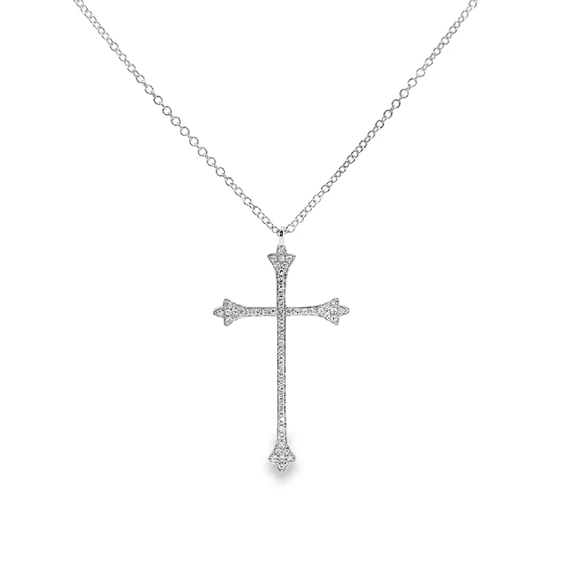 celestial moon and star necklace White Gold Diamond Cross Pendant