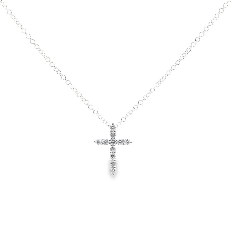 dainty heart charm necklace White Gold Diamond Cross Pendant