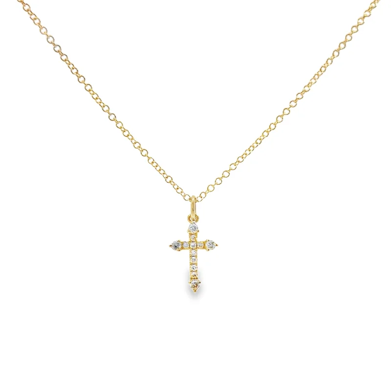 minimal diamond bar necklace Yellow Gold Diamond Cross Pendant