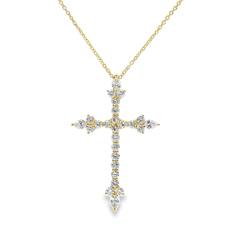 dainty heart charm necklace Yellow Gold Diamond Cross Pendant