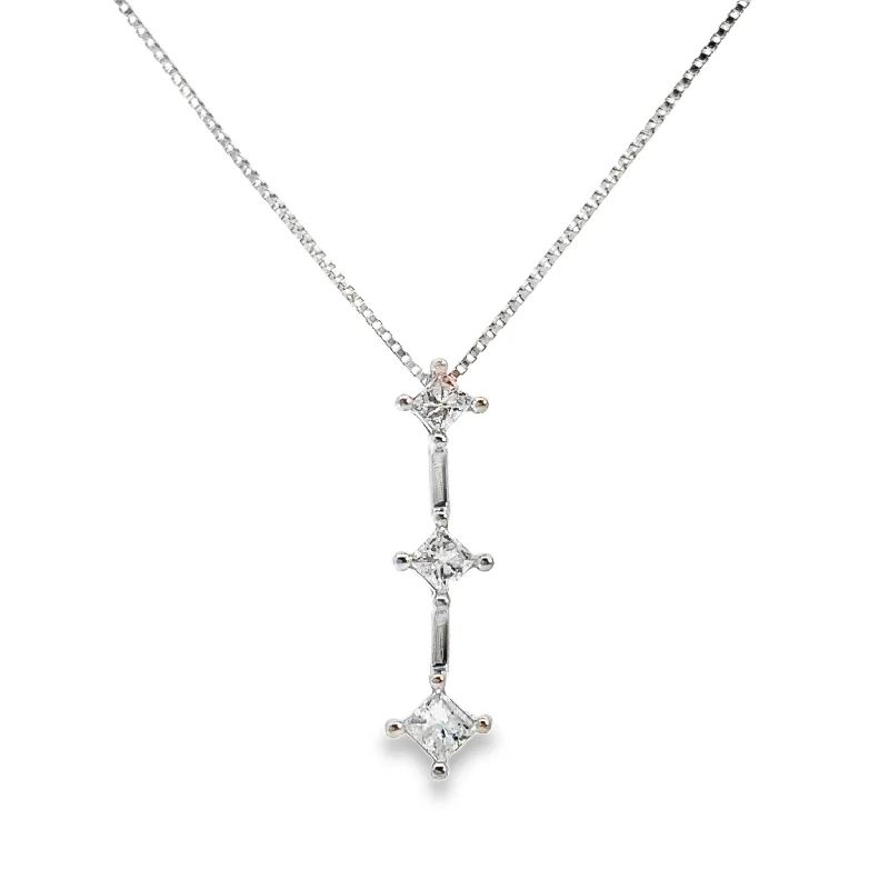 celestial lunar eclipse pendant White Gold Graduated Three Stone Diamond Pendant