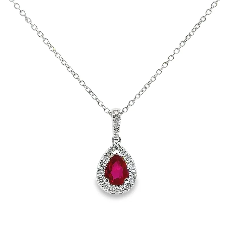 celestial star ring gold White Gold Ruby and Diamond Halo Pendant