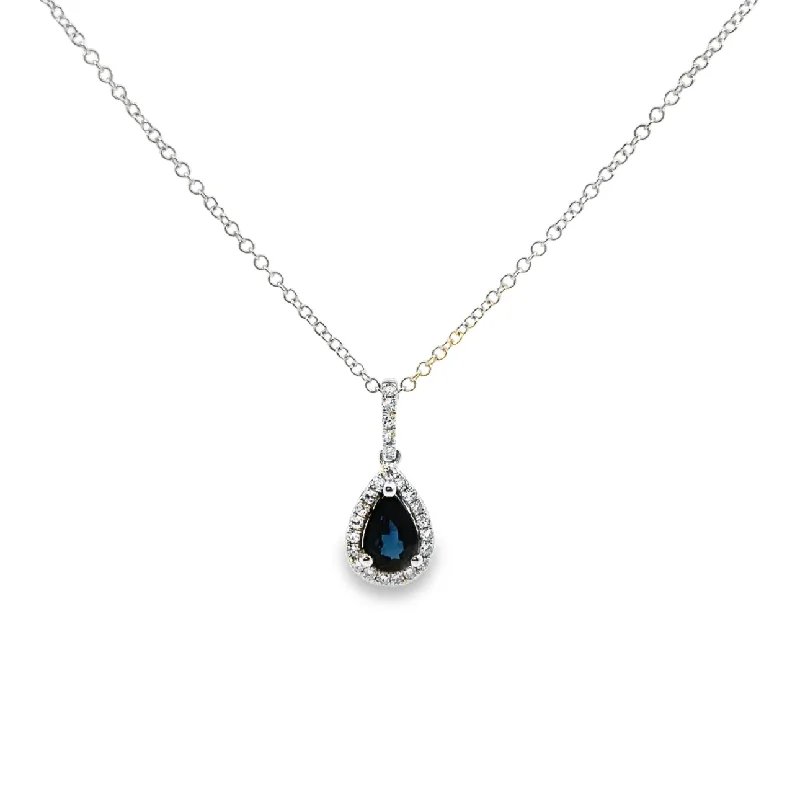 handmade gemstone anklet boho White Gold Sapphire and Diamond Halo Pendant