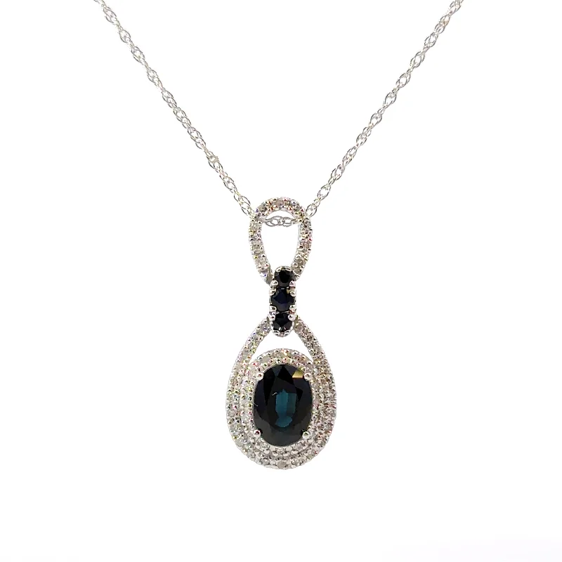 adjustable infinity charm bracelet White Gold Sapphire and Diamond Halo Pendant