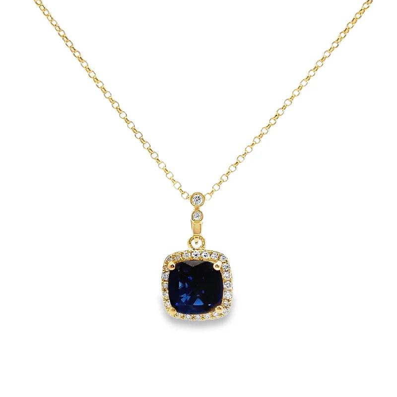 vintage filigree locket necklace Yellow Gold Sapphire and Diamond Halo Pendant