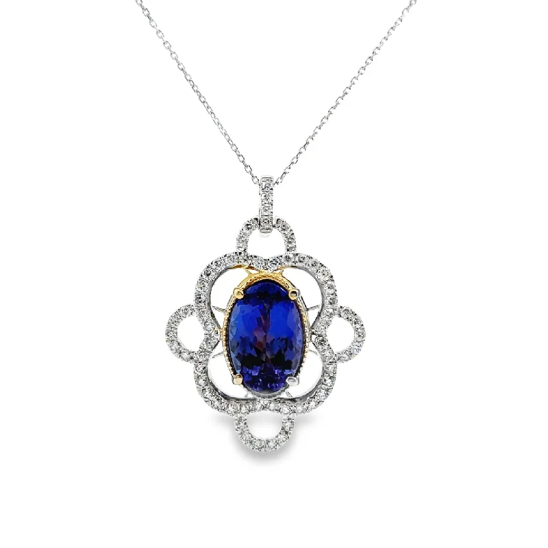 antique filigree wedding band White Gold Tanzanite and Diamond Fashion Pendant